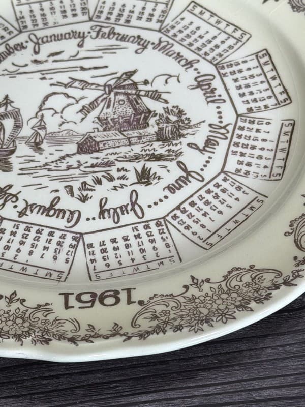 Vintage Edwin M Knowles China Co. 1951 Calendar Year Collectors Plate Windmill - Thumbnail 9