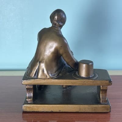Vintage Abraham Lincoln Cast Metal Statue Table Advertisement Mortgage Title Co - Thumbnail 7