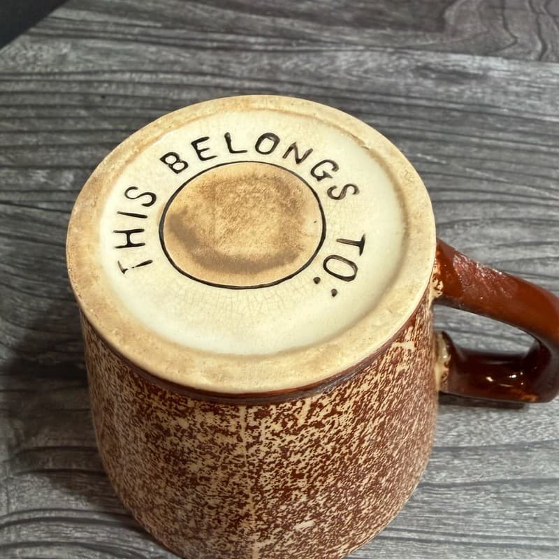 Tilso Japan Vintage Coffee Cup Mug Coffee Time Brown Sponged This Belongs To - Thumbnail 8