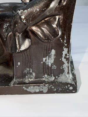 Vintage Thinking Abraham Lincoln Metal Bookends Statues American Historical Set - Thumbnail 13