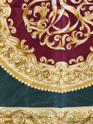 Vintage Art Of Scarf 35” X 35” Square For The Tie Rack Burgundy Green Gold - Thumbnail 9