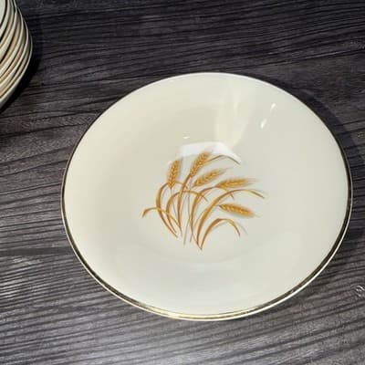 Lot Of 7 Vintage Golden Wheat Dishes 22K Gold Trim Fruit Bowl 5 1/4 Inch - Thumbnail 9