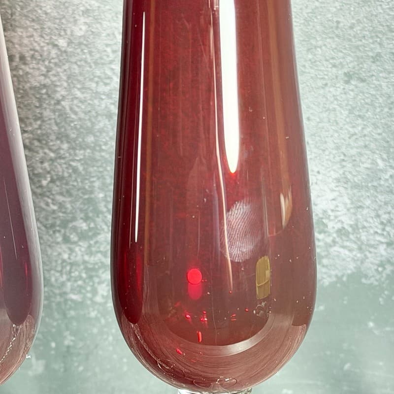 Vintage Bombay Company Ruby Red Champagne Flutes with Clear Air Twist Stem, 9.5" - Thumbnail 5