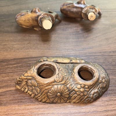 VTG Whale SEA WORLD SALT & PEPPER SHAKERS Wood Look Flowers TREASURE CRAFT MCM - Thumbnail 6