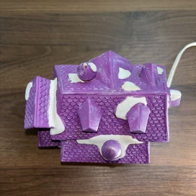 Vintage Ceramic Light Up Christmas House Purple Glitter Roof 7” Tall Village - Thumbnail 6