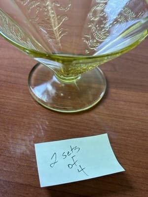 Vtg 4 Yellow Pressed Glass Champagne Fruit Cups Recollection by Indiana Madrid - Thumbnail 10
