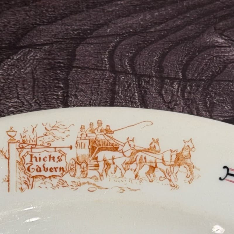 Vintage Bailey-Walker Vitrified China Hicks Tavern Stagecoach Dinner Plate - Thumbnail 3