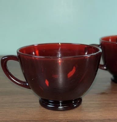 VTG Anchor Hocking Glass Footed Cups SET OF 12 Royal Ruby Red 2 1/4" T 5 oz - Thumbnail 7