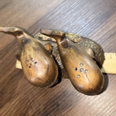 VTG Whale SEA WORLD SALT & PEPPER SHAKERS Wood Look Flowers TREASURE CRAFT MCM - Thumbnail 9