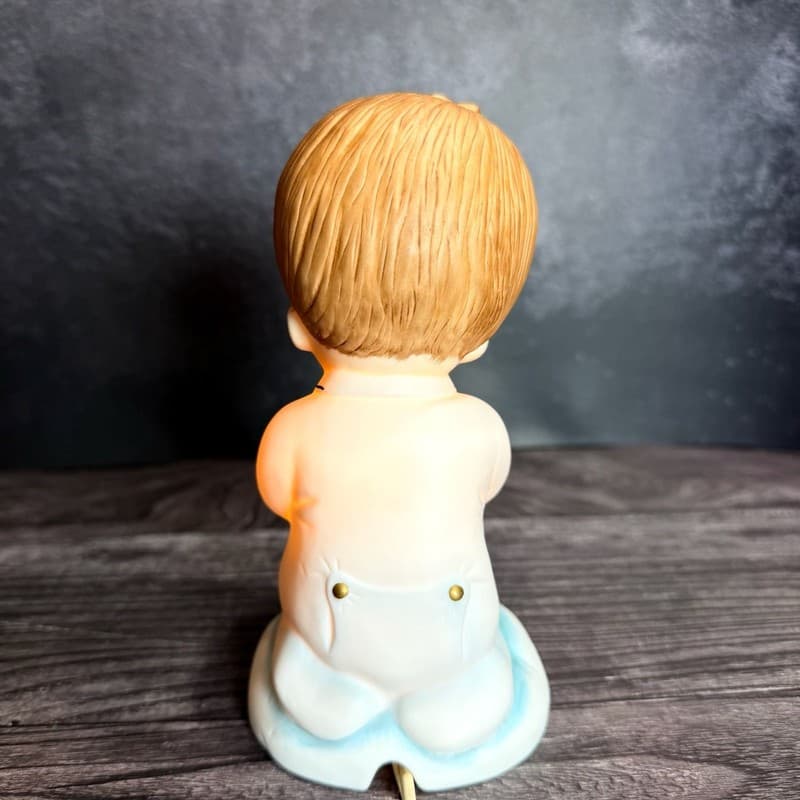 Vintage Lefton Hand Painted Praying Boy Nursery Night Light Lamp 6" - Thumbnail 8