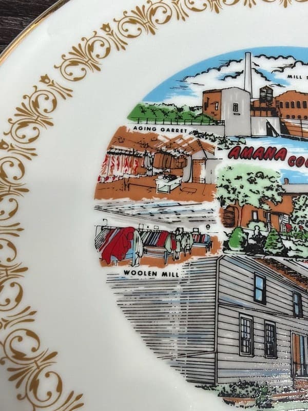 Sheffield Fine China Imperial Gold Amana Colonies Souvenir Plate 10.25” - Thumbnail 7
