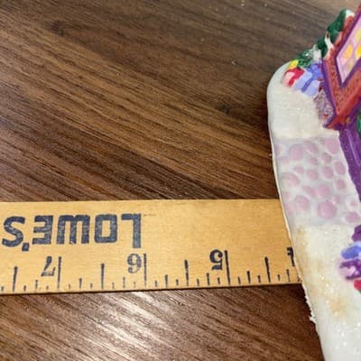 Vintage Ceramic Light Up Christmas House Purple Glitter Roof 7” Tall Village - Thumbnail 11