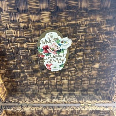 Vintage Wood Box. Pyrography Inscription 1910 Nelle Aircraft To Howard Baldwin - Thumbnail 7