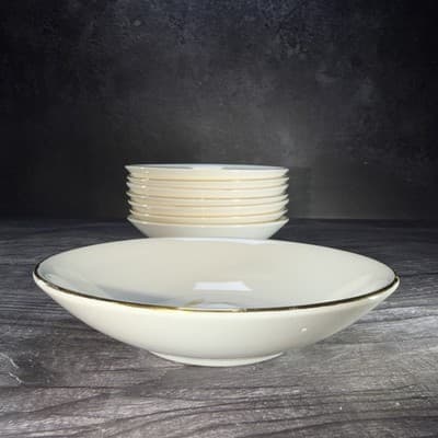 Lot Of 7 Vintage Golden Wheat Dishes 22K Gold Trim Fruit Bowl 5 1/4 Inch - Thumbnail 3