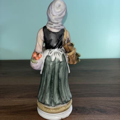 Vintage Peasant Farmer Woman Figurine Carrying Vegetables Porcelain 9" - Thumbnail 6