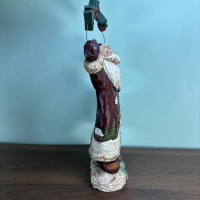 Ho Ho Ho Santa Resin Figure 14” Tall Carved Wood Look Snowman Indoor Outdoor - Thumbnail 7