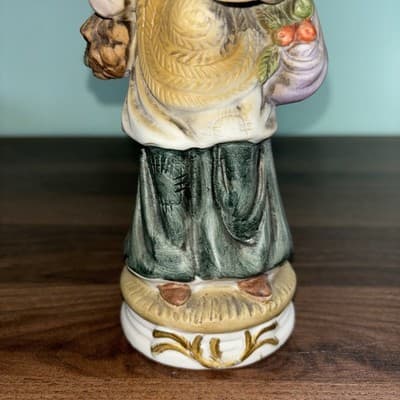 Vintage Peasant Farmer Woman Figurine Carrying Vegetables Porcelain 9" - Thumbnail 2