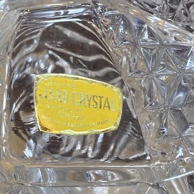 Lead Crystal Glass Dresser Box Candy Dish Square Handle Cut Glass W Germany VTG - Thumbnail 3