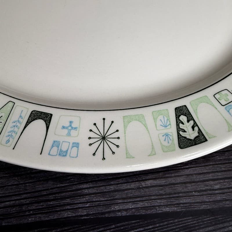 Mid Century Modern Taylorstone Cathay Atomic 13" Oval Serving Platter - Thumbnail 4