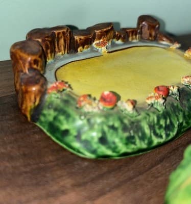 VTG Frogs Pond Salt & Pepper Shaker Set Handpainted Spaghetti ware realistic - Thumbnail 4