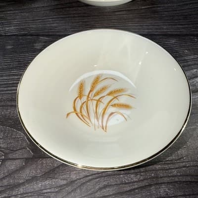 Lot Of 7 Vintage Golden Wheat Dishes 22K Gold Trim Fruit Bowl 5 1/4 Inch - Thumbnail 5