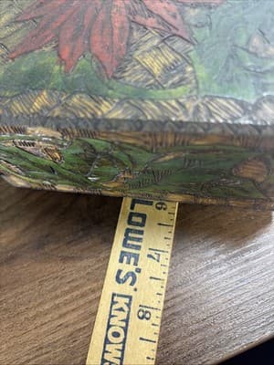 Vintage Wood Box. Pyrography Inscription 1910 Nelle Aircraft To Howard Baldwin - Thumbnail 15