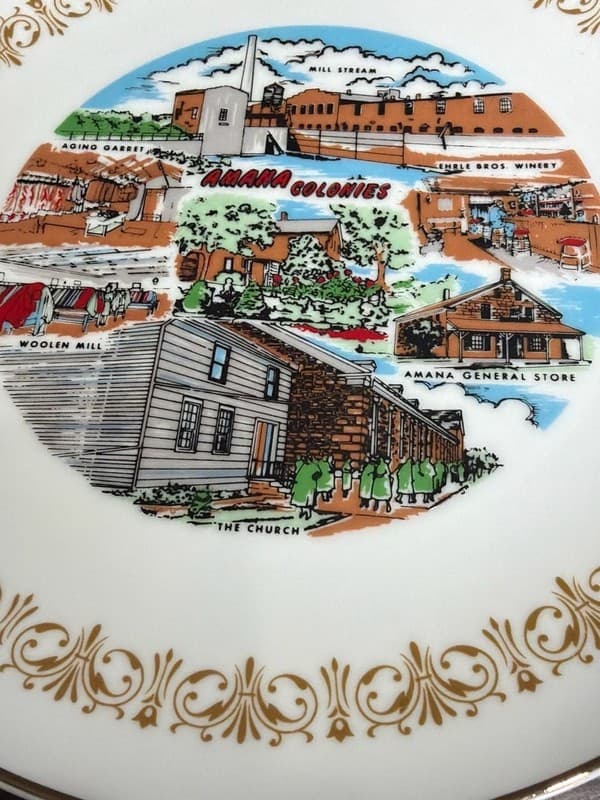 Sheffield Fine China Imperial Gold Amana Colonies Souvenir Plate 10.25” - Thumbnail 6
