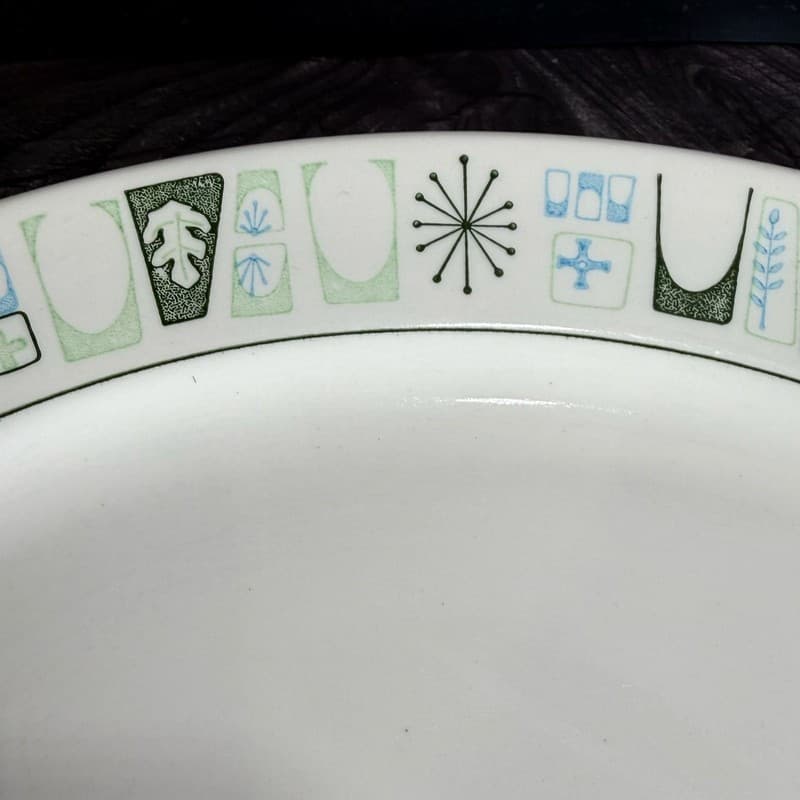 Mid Century Modern Taylorstone Cathay Atomic 13" Oval Serving Platter - Thumbnail 6