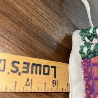 Vintage Ceramic Light Up Christmas House Purple Glitter Roof 7” Tall Village - Thumbnail 10