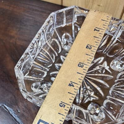 Lead Crystal Glass Dresser Box Candy Dish Square Handle Cut Glass W Germany VTG - Thumbnail 14