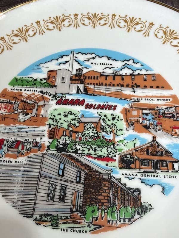 Sheffield Fine China Imperial Gold Amana Colonies Souvenir Plate 10.25” - Thumbnail 5