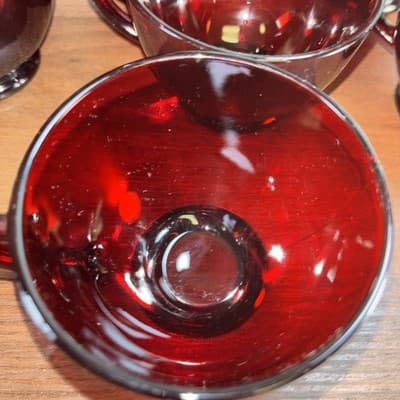 VTG Anchor Hocking Glass Footed Cups SET OF 12 Royal Ruby Red 2 1/4" T 5 oz - Thumbnail 3