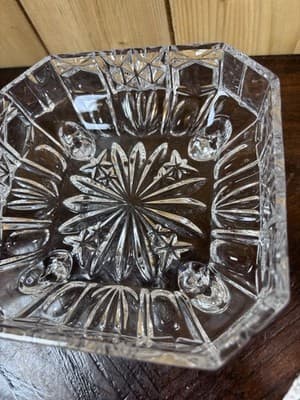 Lead Crystal Glass Dresser Box Candy Dish Square Handle Cut Glass W Germany VTG - Thumbnail 12