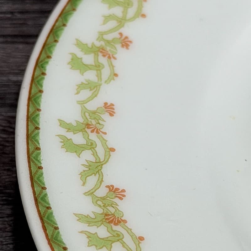 Set of 8 Theodore Haviland Limoges France Salad Plates with Green Vine and Pink - Thumbnail 13