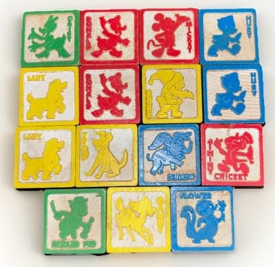 Vintage Disney Alphabet Blocks Children’s Toy Set of 15 Blocks Disneyana Toys