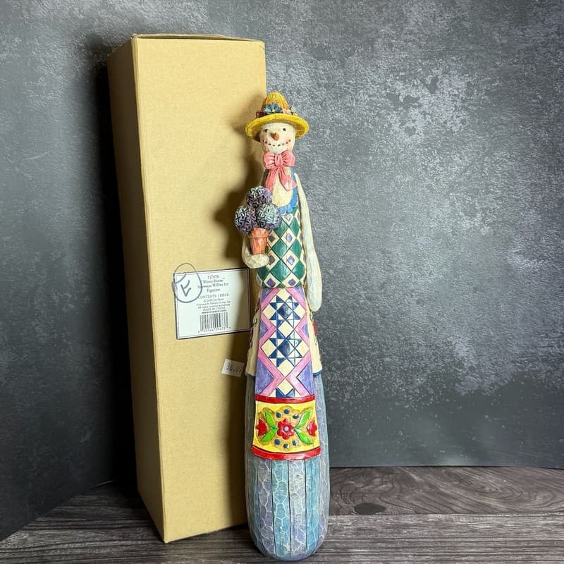 Jim Shore Heartwood Creek Winter Bloom Snowman Figurine 14" - Vintage 2004
