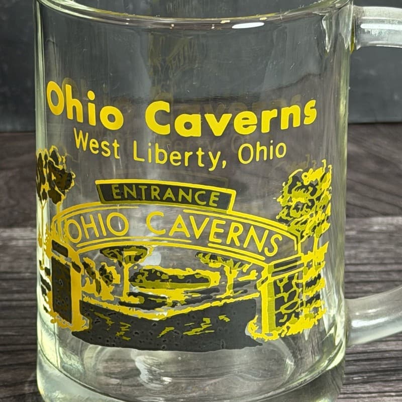 Vintage Ohio Caverns West Liberty Ohio Souvenir Glass Mug