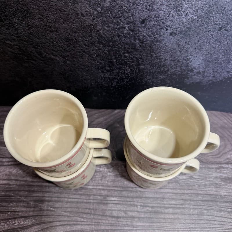 Newcor Stoneware Strawberry Mugs Set of 4 - Thumbnail 2