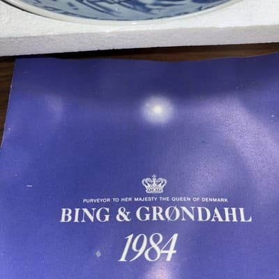 Vintage 1984 Bing & Grondahl The Christmas Better Christmas Eve PLATE 9084 Blue - Thumbnail 3