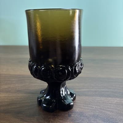 MCM 1970s Vintage Franciscan Madeira Smoke Brown Water Goblet Glasses 5 1/2” - Thumbnail 4