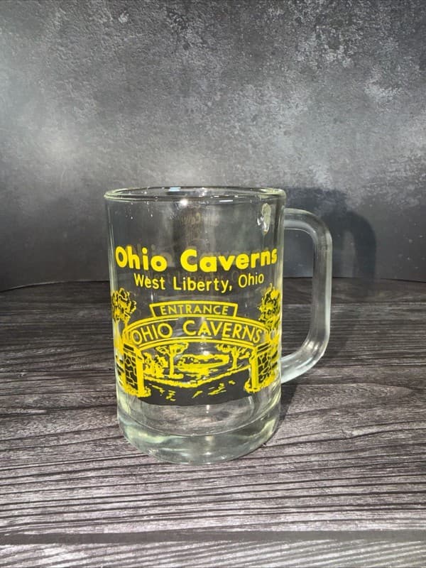 Vintage Ohio Caverns West Liberty Ohio Souvenir Glass Mug - Thumbnail 2