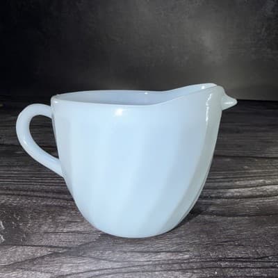Fire-King Glass Light Blue Azurite Swirl Creamer – Vintage Fire-King Cream Pit
