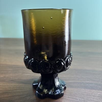 MCM 1970s Vintage Franciscan Madeira Smoke Brown Water Goblet Glasses 5 1/2” - Thumbnail 5