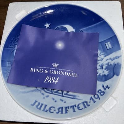 Vintage 1984 Bing & Grondahl The Christmas Better Christmas Eve PLATE 9084 Blue - Thumbnail 8