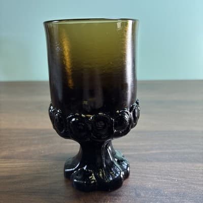 MCM 1970s Vintage Franciscan Madeira Smoke Brown Water Goblet Glasses 5 1/2”