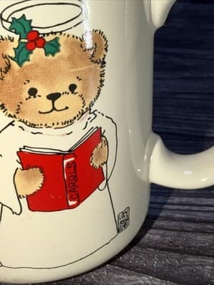 Vintage 1982 Lucy And Me Enesco Teddy Bear Christmas Choir Coffee Mug 10oz EUC - Thumbnail 2