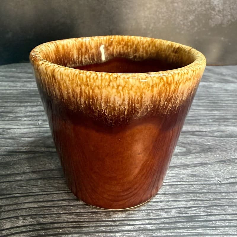 Hull Pottery Oven Proof USA Coffee Mug Tea Cup Brown Drip Glaze Vintage - Thumbnail 3
