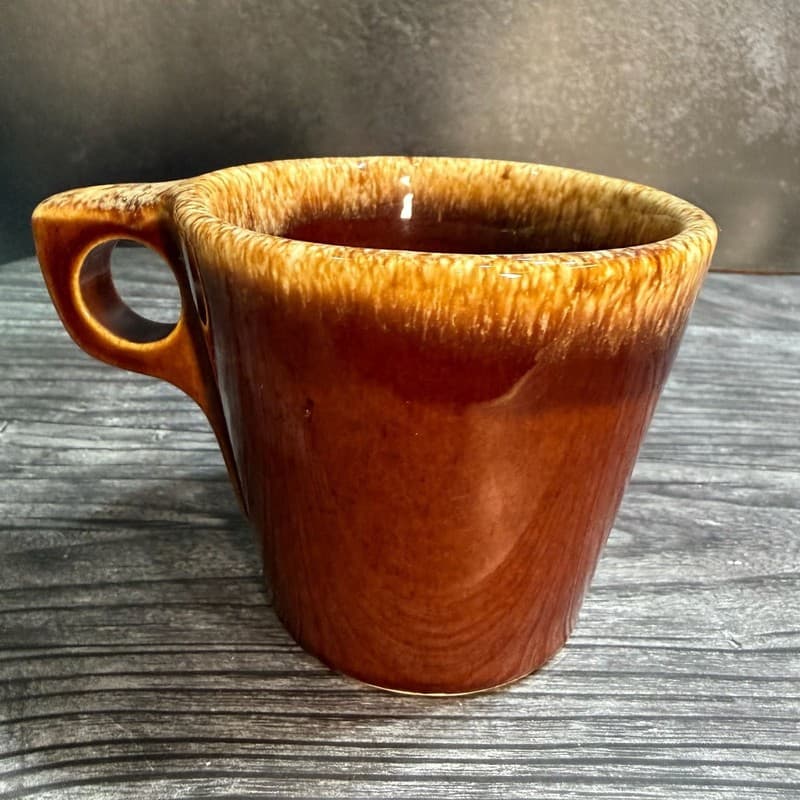 Hull Pottery Oven Proof USA Coffee Mug Tea Cup Brown Drip Glaze Vintage - Thumbnail 4