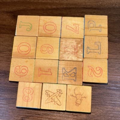 Vintage Disney Alphabet Blocks Children’s Toy Set of 15 Blocks Disneyana Toys - Thumbnail 5