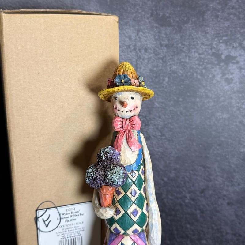 Jim Shore Heartwood Creek Winter Bloom Snowman Figurine 14" - Vintage 2004 - Thumbnail 2